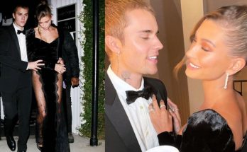 Hailey Bieber wows in a dramatic velvet gown alongside Justin Bieber